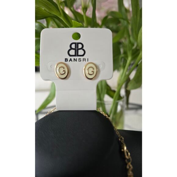 Bansri Gold Initial G Necklace Earrings Set New - Picture 2 of 4